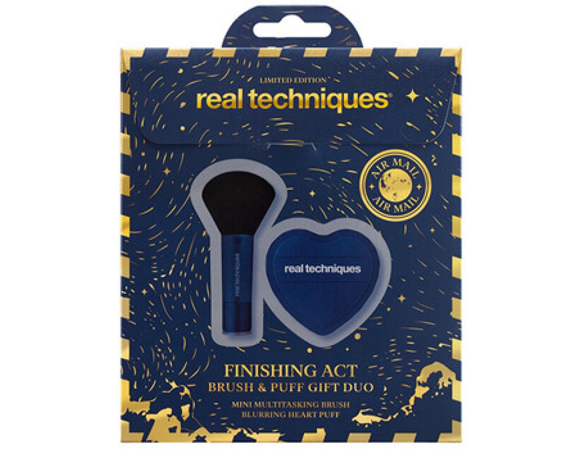 Real Techniques-Finishing Act Set - Sada štětce a Puff houbičky