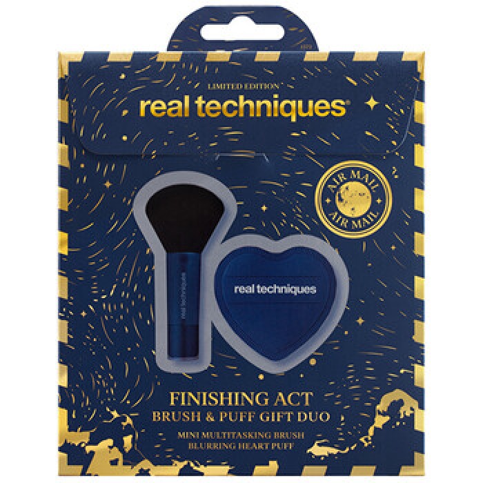 Real Techniques-Finishing Act Set - Sada štětce a Puff houbičky