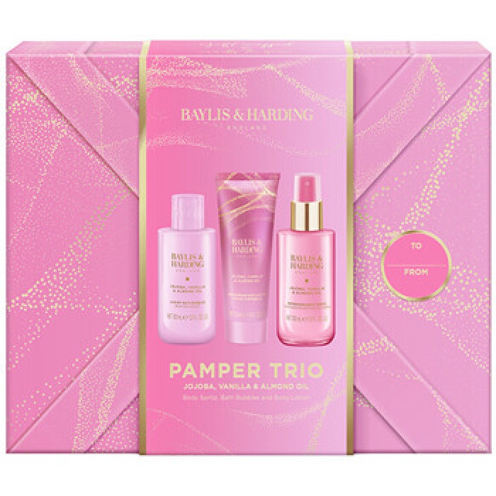 Baylis & Harding-Body Care Trio ( Jojoba, Vanilla & Almond Oil ) - Dárková sada ( 3 ks )