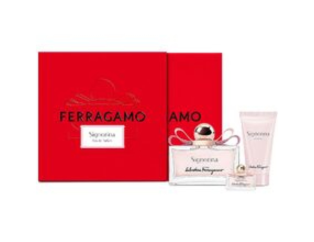 Salvatore Ferragamo-Signorina Unica Gift set EDP 100 ml, body lotion 50 ml and miniature EDP 5 ml-100ml