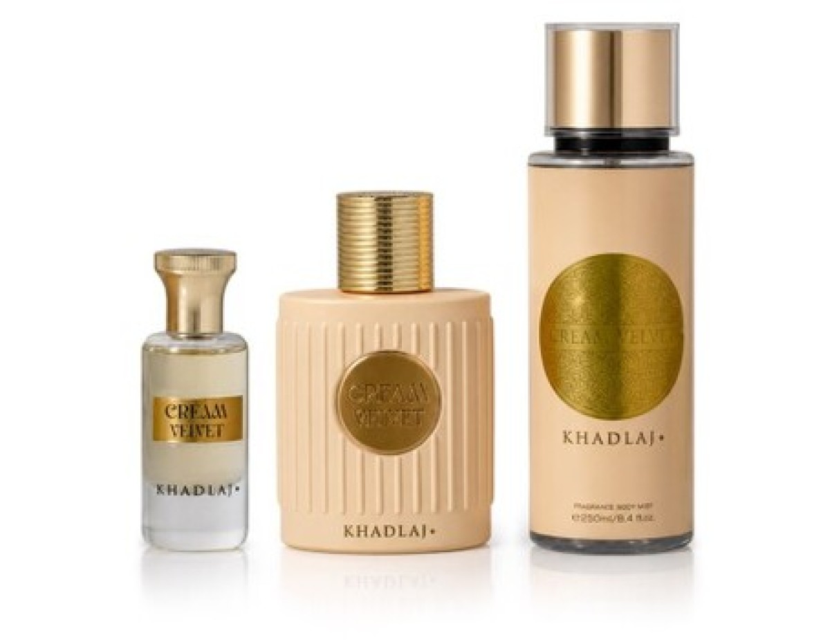 Khadlaj-Cream Velvet Dárková sada EDP 100 ml, tělový sprej 250 ml a parfémovaný olej 24 ml-100ml
