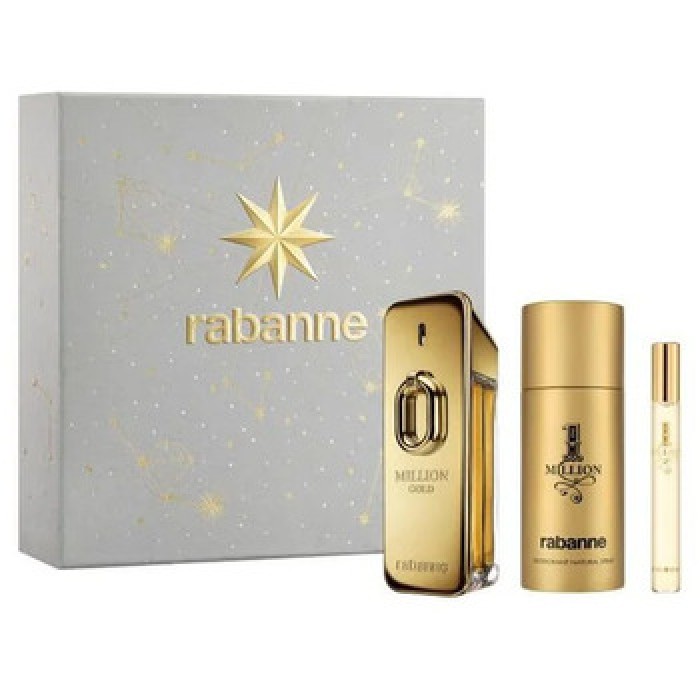 Paco Rabanne-Million Gold Gift Set EDP 100 ml, deospray 150 ml and miniature EDP 10 ml-100ml