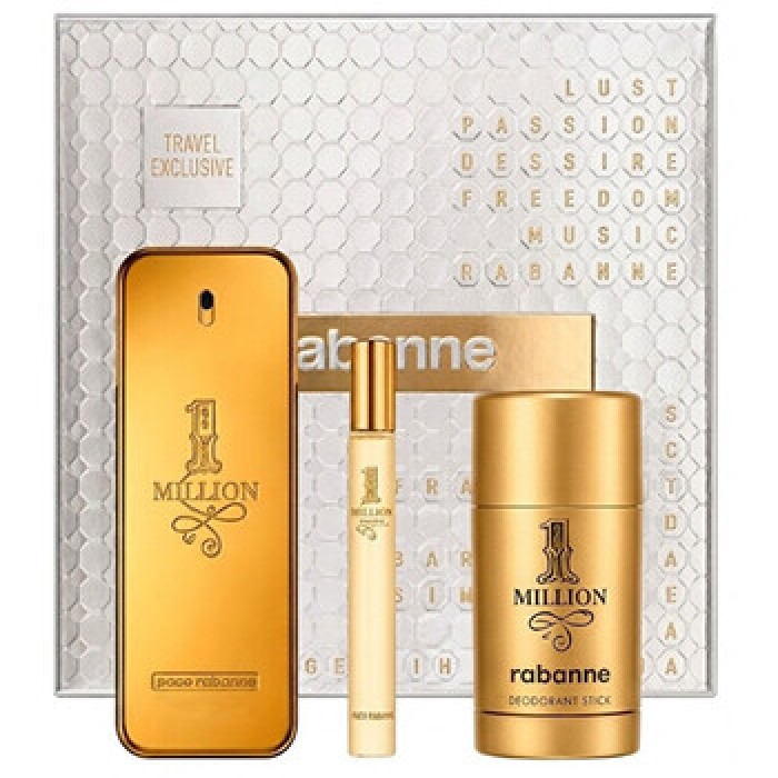 Paco Rabanne-1 Million Dárková sada EDT 100 ml, deostick 75 g a miniaturka EDT 10 ml-100ml Paco Rabanne-1 Million Dárková sada EDT 100 ml, deostick 75 g a miniaturka EDT 10 ml-100ml