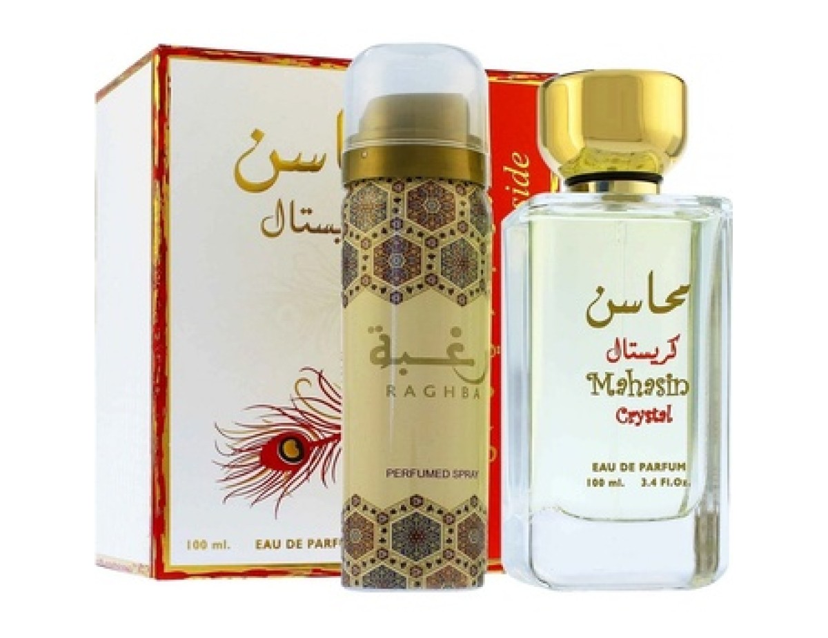 Lattafa Perfumes-Mahasin Crystal Gift set EDP 100 ml and deospray 75 ml-100ml