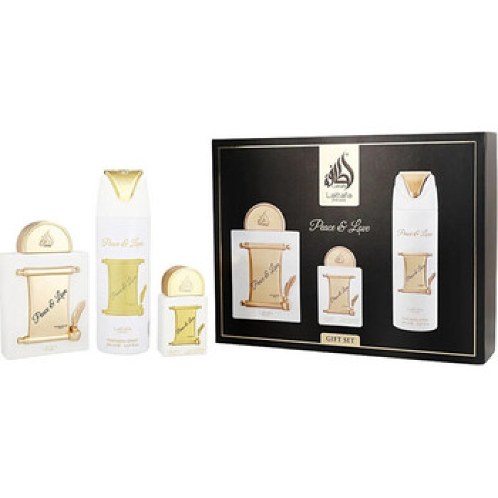 Lattafa Perfumes-Peace & Love Dárková sada EDP 100 ml, EDP 20 ml a deospray-100ml Lattafa Perfumes-Peace & Love Dárková sada EDP 100 ml, EDP 20 ml a deospray-100ml