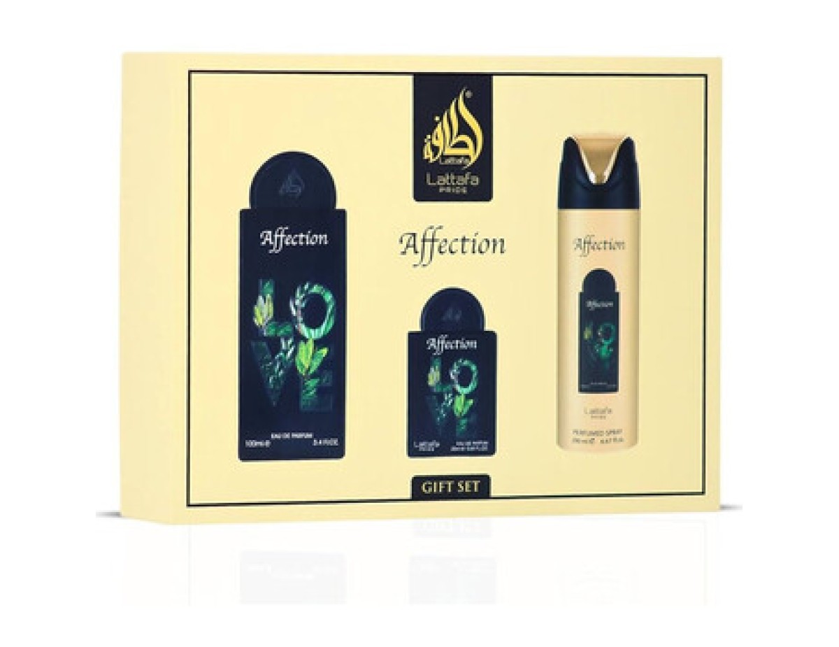 Lattafa Perfumes-Affection Dárková sada EDP 100 ml, deospray 200 ml a EDP 20 ml-100ml
