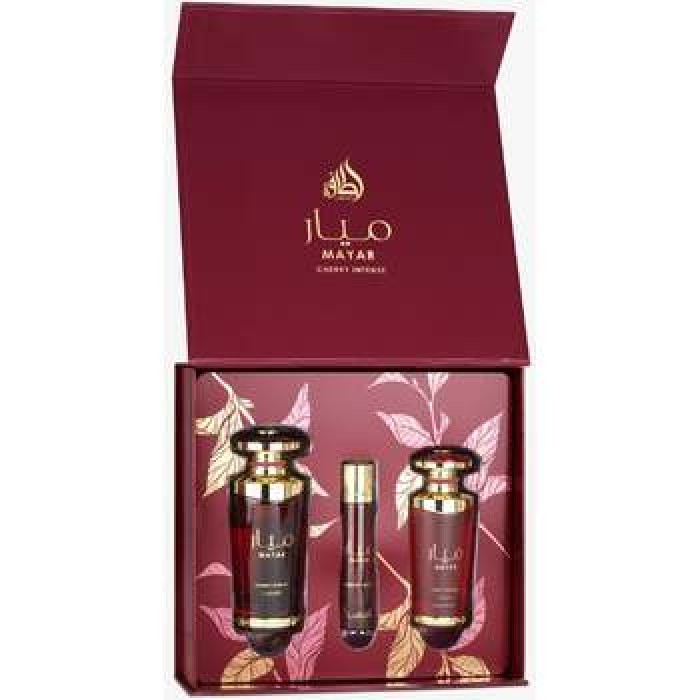 Lattafa Perfumes-Mayar Cherry Intense Dárková sada EDP 100 ml, miniaturka EDP 12 ml a vlasová mlha 50 ml-100ml