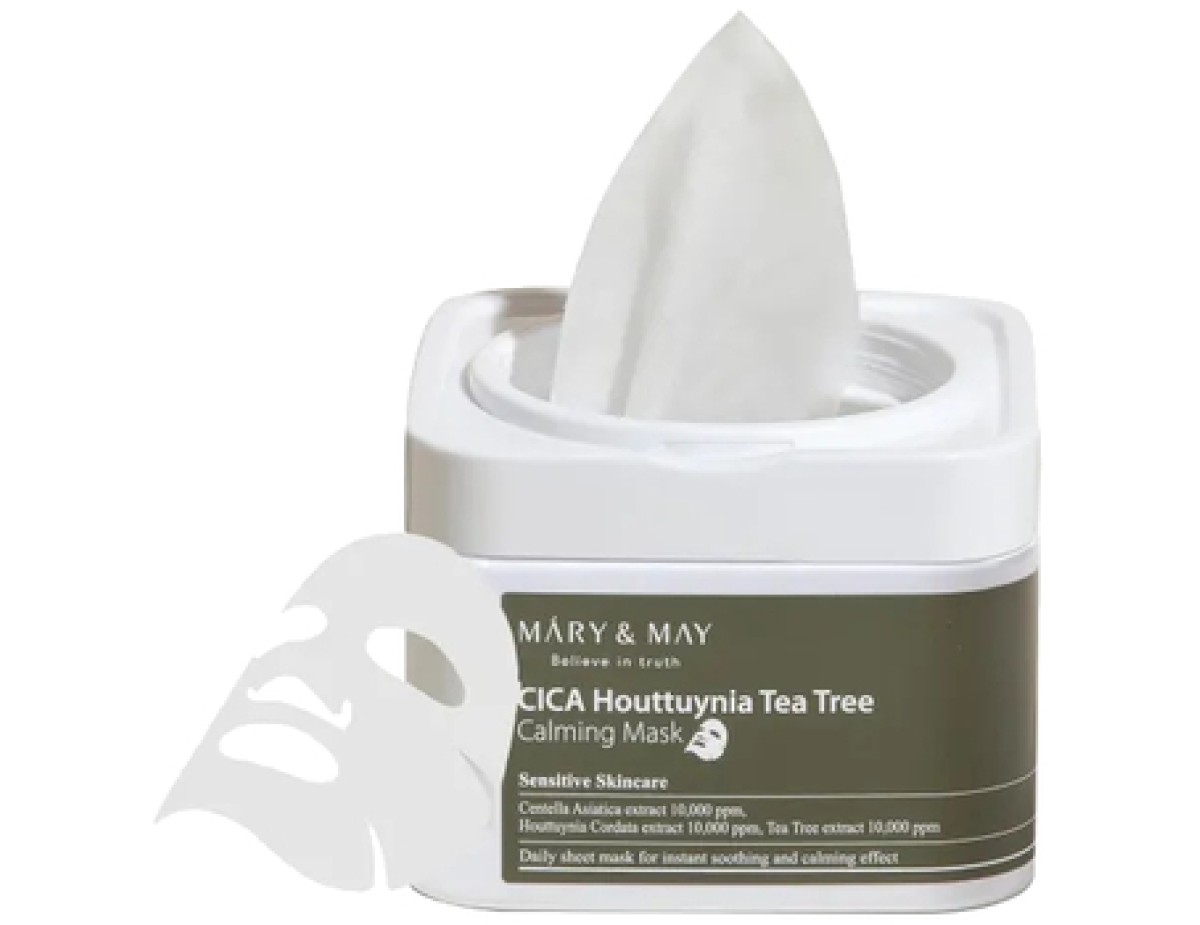 MARY & MAY-Cica Houttuynia Tea Tree Calming Mask ( 30 ks ) - Zklidňující pleťová maska MARY & MAY-Cica Houttuynia Tea Tree Calming Mask ( 30 ks ) - Zklidňující pleťová maska