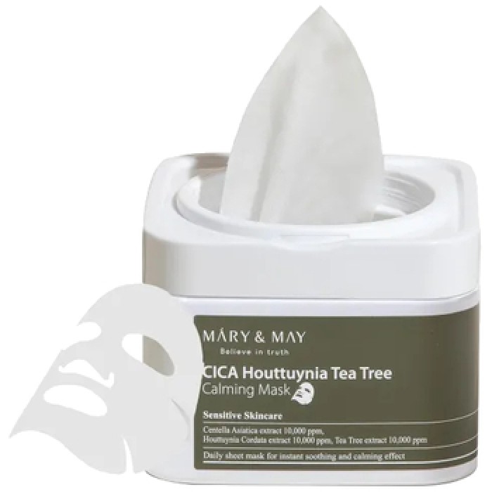 MARY & MAY-Cica Houttuynia Tea Tree Calming Mask ( 30 ks ) - Zklidňující pleťová maska