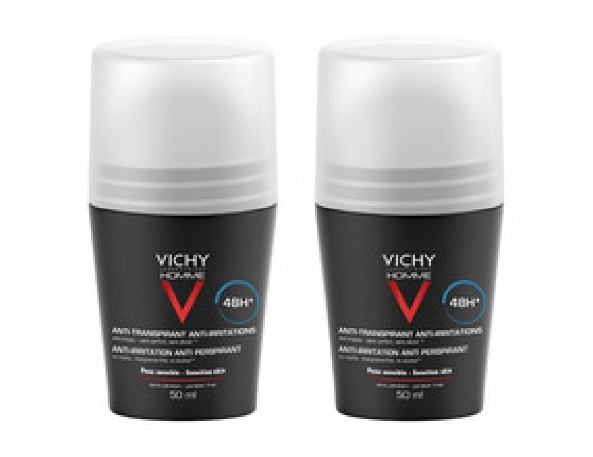 Vichy-Men Homme 48H Deo roll-on Anti-Transpirant Extra Sensitive ( 2 pcs ) - Deodorant for sensitive skin-50ml Vichy-Men Homme 48H Deo roll-on Anti-Transpirant Extra Sensitive ( 2 pcs ) - Deodorant for sensitive skin-50ml