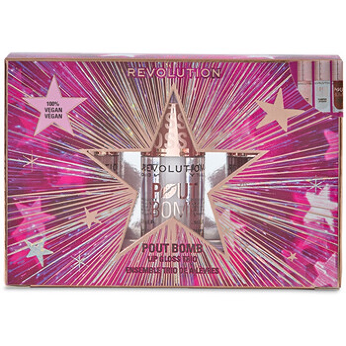 Makeup Revolution-Pout Bomb Plumping Lip Gloss Trio Gift Set - Dárková sada Makeup Revolution-Pout Bomb Plumping Lip Gloss Trio Gift Set - Dárková sada