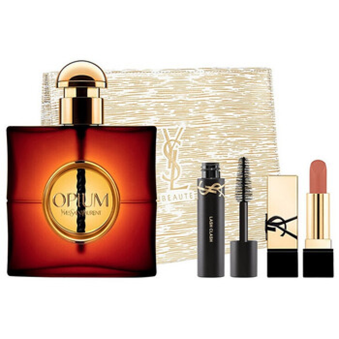 Yves Saint Laurent-Opium Dárková sada EDP 90 ml, řasenka 2 ml, rtěnka 1,3 g a kosmetická taška-90ml