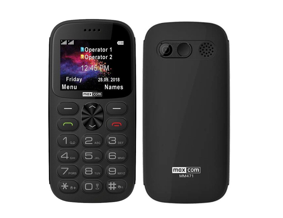 Maxcom MM471 Dual SIM 2.2" με Μεγάλα Πλήκτρα, Βάση Φόρτισης, Bluetooth, Ραδιόφωνο, Φακό, Κάμερα και Πλήκτρο Έκτακτης Ανάγκης Μαύρο