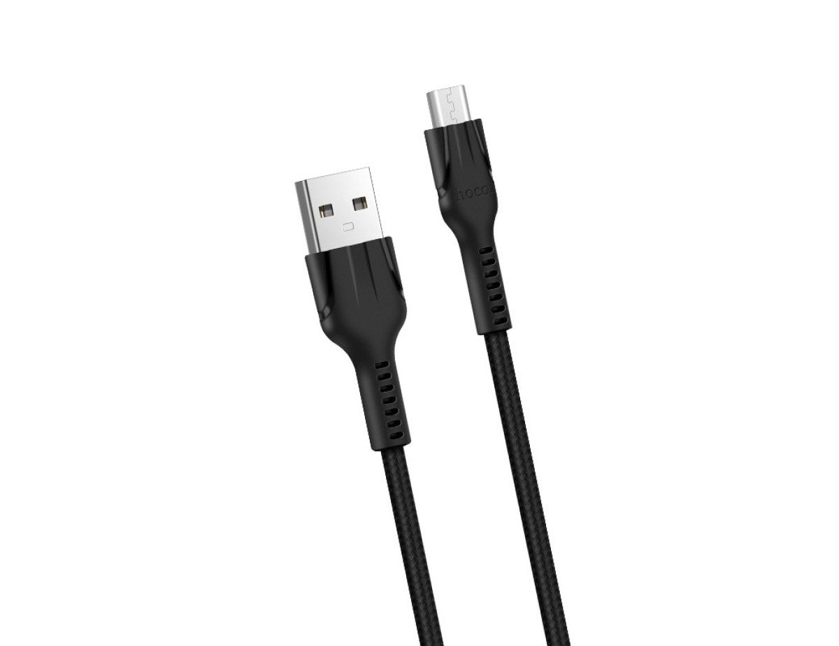 Καλώδιο σύνδεσης Hoco U31 Benay Braided με Νάυλον Κορδόνι USB σε Micro-USB 2.4A Μαύρο 1,2m