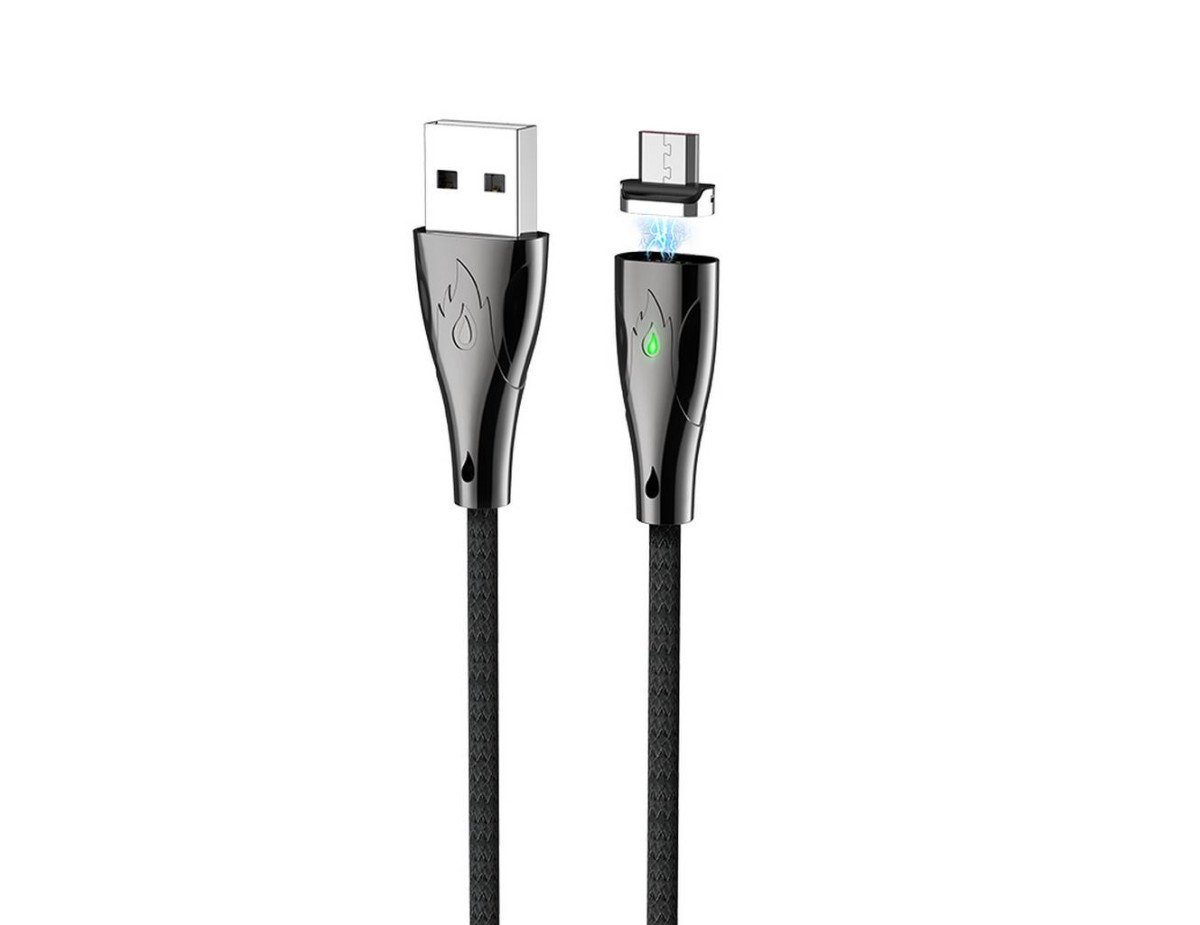 Καλώδιο σύνδεσης Hoco U75 Magnetic USB σε Micro-USB 3.0A με Μαγνητικό Αποσπώμενο Βύσμα και LED Ένδειξη Μαύρο 1.2m