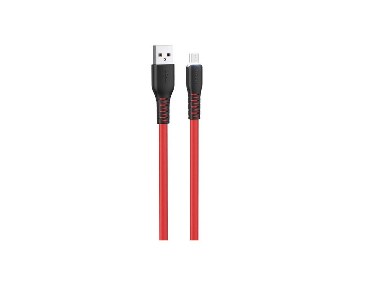 Καλώδιο σύνδεσης Hoco X44 Soft Silicone USB σε Micro-USB 2.4A με Ανθεκτική Σιλικόνη και Φωτεινή Ένδειξη 1m Κόκκινο