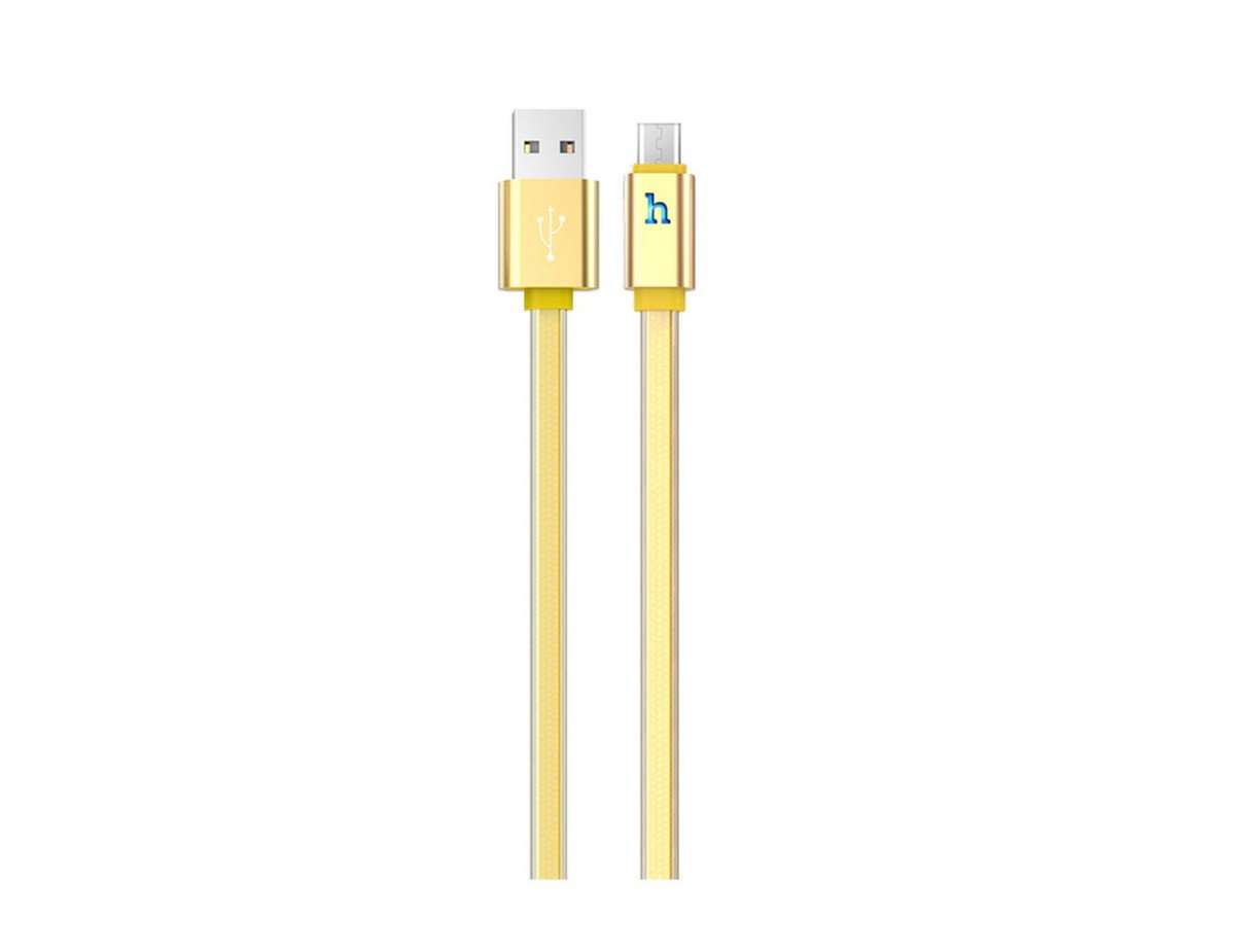 Καλώδιο σύνδεσης Hoco UPL 12 Plus USB σε Micro-USB 2.4A με PVC Jelly και Φωτεινή Ένδειξη 1,2m Χρυσαφί