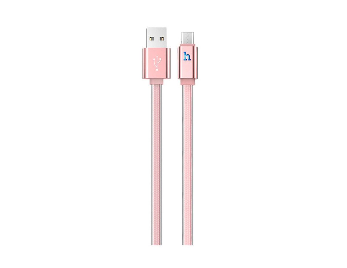 Καλώδιο σύνδεσης Hoco UPL 12 Plus USB σε Micro-USB 2.4A με PVC Jelly και Φωτεινή Ένδειξη 1,2m Ροζ Χρυσό