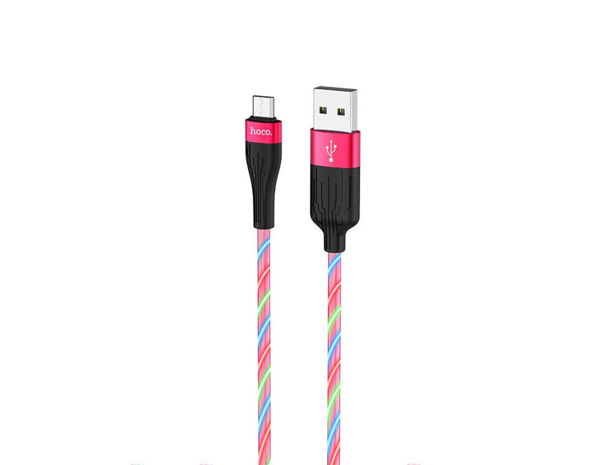 Καλώδιο σύνδεσης Hoco U85 Charming night USB σε Micro-USB 2.4A Φωσφορίζον Κόκκινο 1m