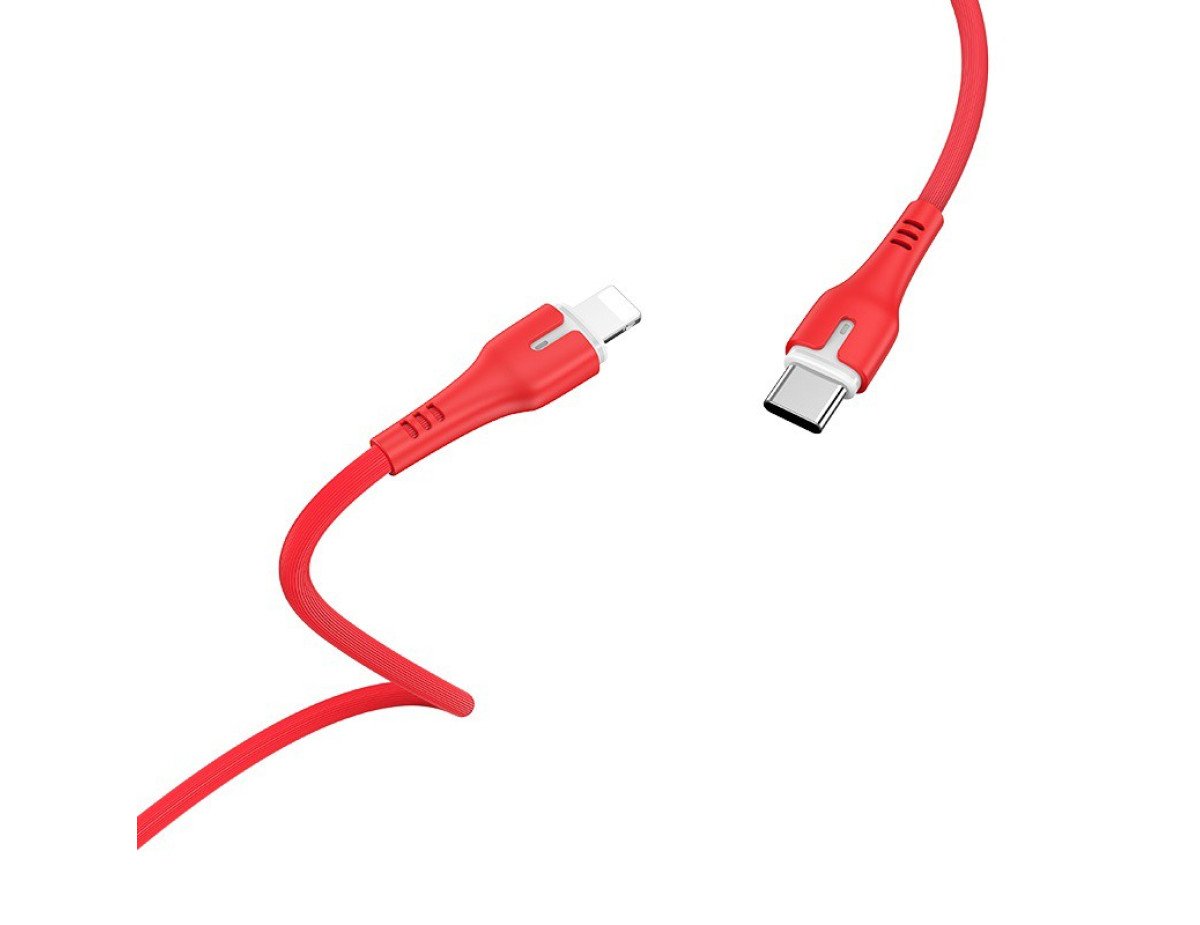 Καλώδιο σύνδεσης Hoco X45 Surplus USB-C σε Lightning 2.4A με Ένδειξη LED για φόρτιση και μεταφορά δεδομένων Κόκκινο 1m