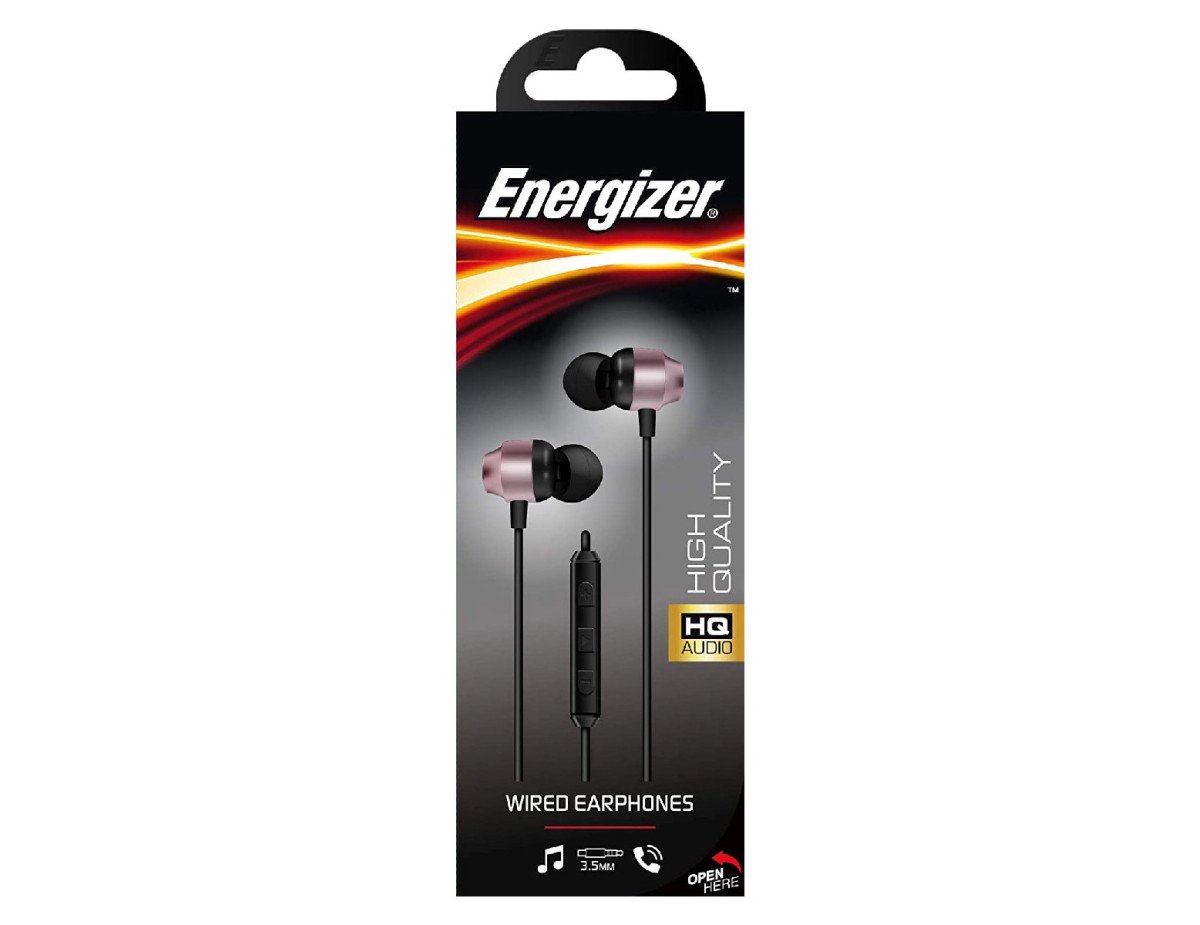 Hands Free Energizer CIA10 Metal Stereo 3.5mm Ροζ Χρυσό με Μικρόφωνο και Πλήκτρο Πολλαπλών Λειτουργιών 1.2μ