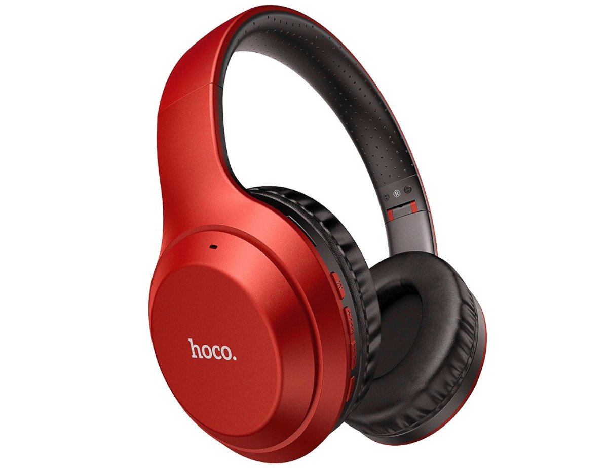 Wireless Ακουστικά Stereo Hoco W30 Fun Μove V5.0 Κόκκινα με Μικρόφωνο, υποδοχή Micro SD, AUX & Πλήκτρα Ελέγχου