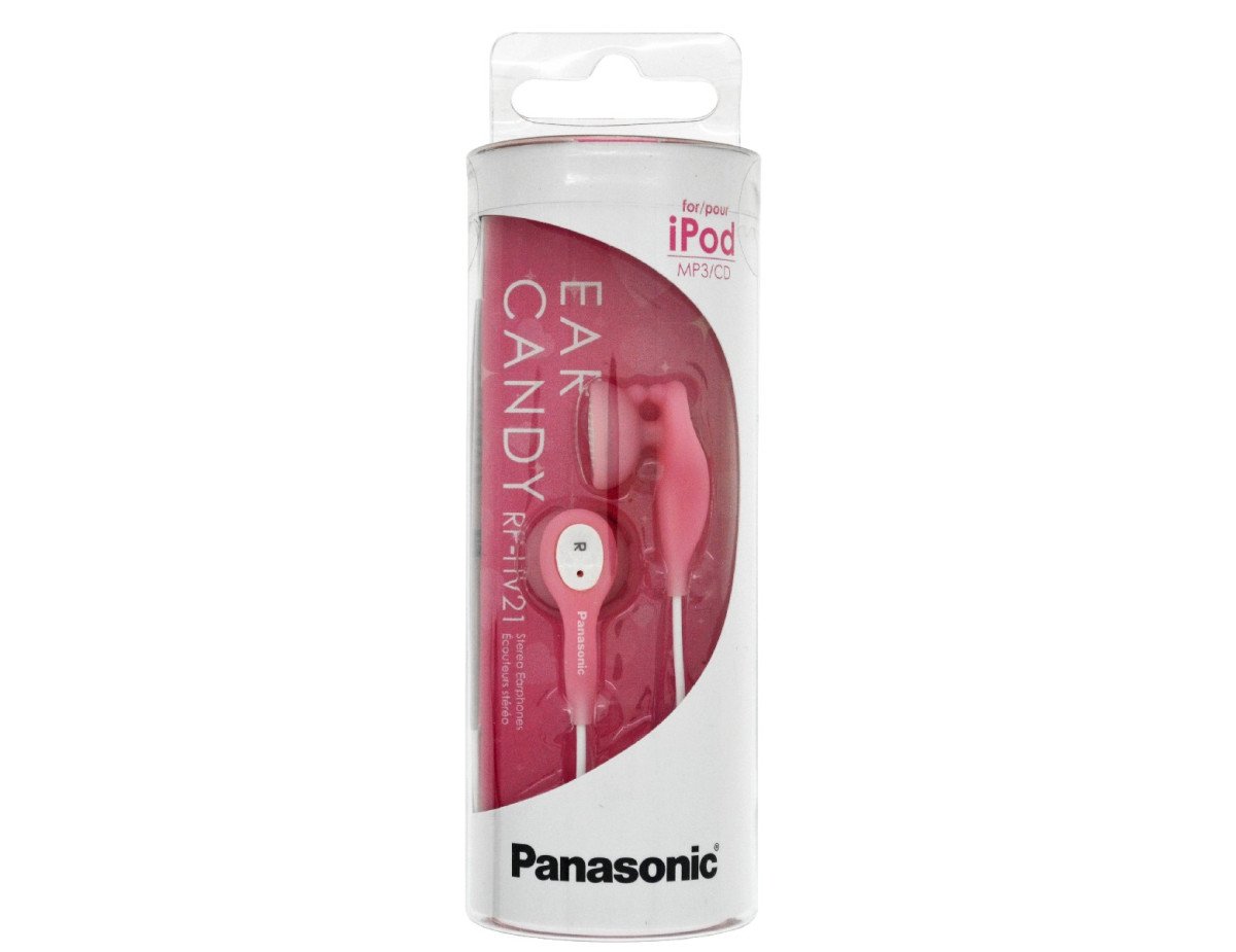 Ακουστικά Panasonic Stereo Earbud RP-HV21E-P 3.5mm Ροζ με Κλιπ Καλωδίου και Ελαστικό Ακουστικό 1.2m Χωρίς Μικρόφωνο