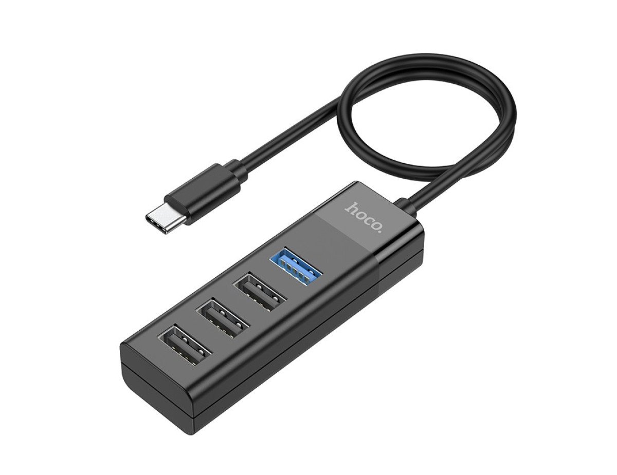 Hub USB-C Hoco HB25 4 in 1 Easy display USB-C σε USB3.0 x 1 και USB2.0 x 3 Μαύρο