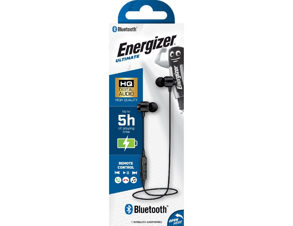 Bluetooth Earphones Energizer CIBT20BK2 V 5.0 Διάρκεια Μπαταρίας 5  Ώρες και Πλήκτρα Ελέγχου Μαύρα