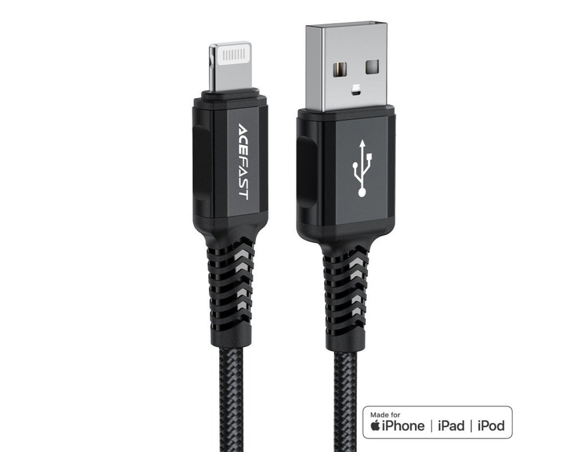 Καλώδιο σύνδεσης Acefast C4-02 USB-A σε Lightning Braided 2.4A Apple Certified MFI 1.8m Μαύρο