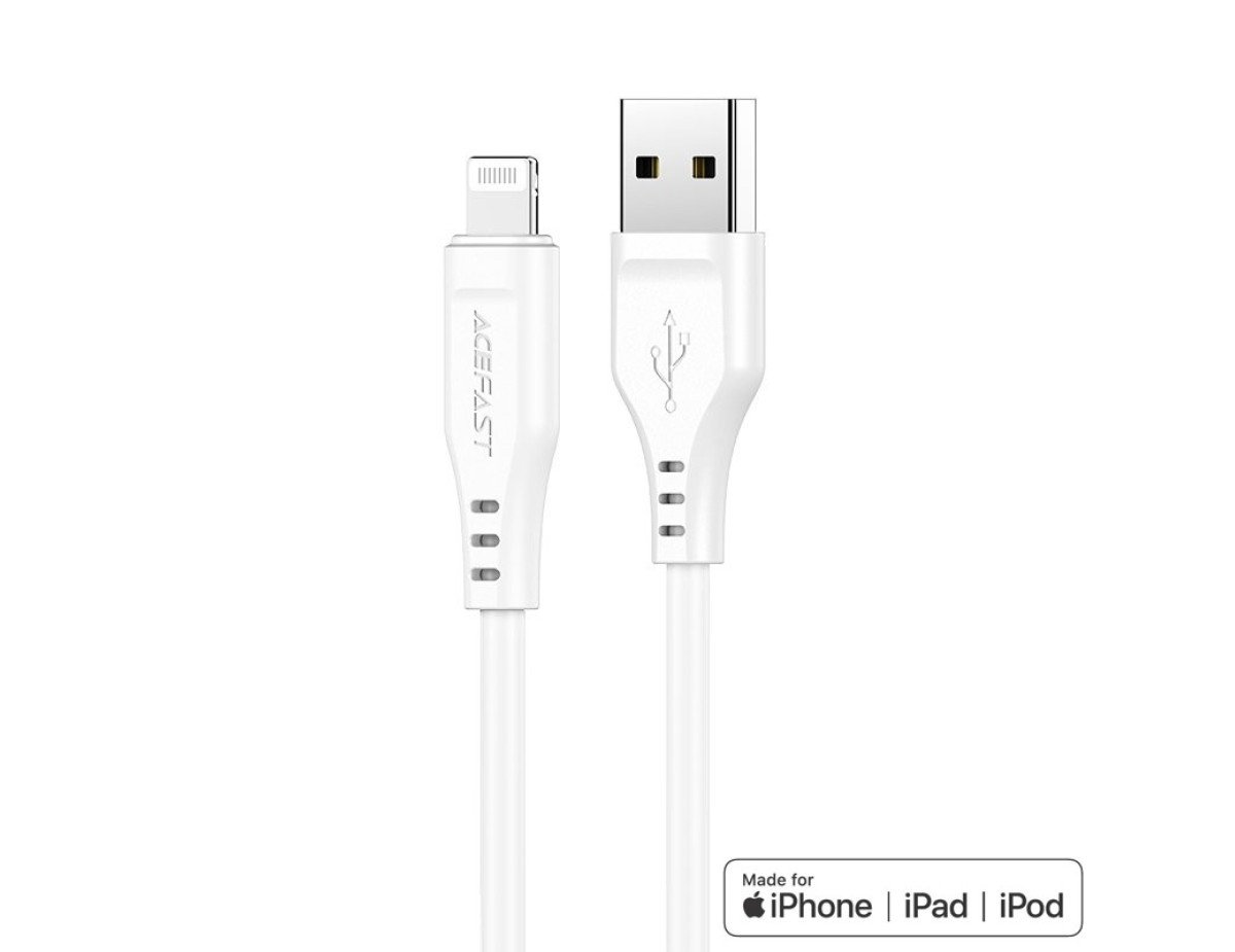 Καλώδιο σύνδεσης Acefast C3-02 USB-A σε Lightning Braided 2,4A Apple Certified MFI 1.2m Λευκό