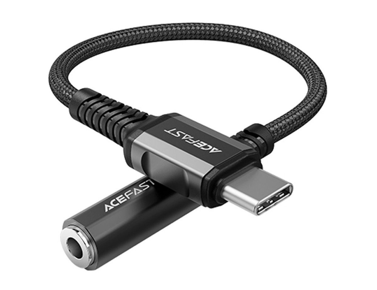 Καλώδιο σύνδεσης Acefast C1-07 USB-C σε 3.5mm Θηλυκό Braided 18εκ. Μαύρο Συμβατό με όλες τις USB-C Συσκευές