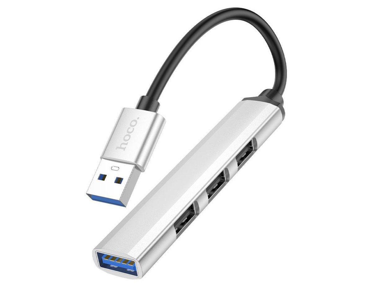 Hub USB Hoco HB26 USB3.0+ 3xUSB2.0 Ασημί