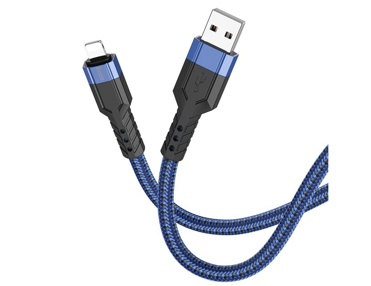 Καλώδιο Σύνδεσης Hoco U110 USB σε Lightning Braided 2.4A Μπλε 1.2m Υψηλής Αντοχής