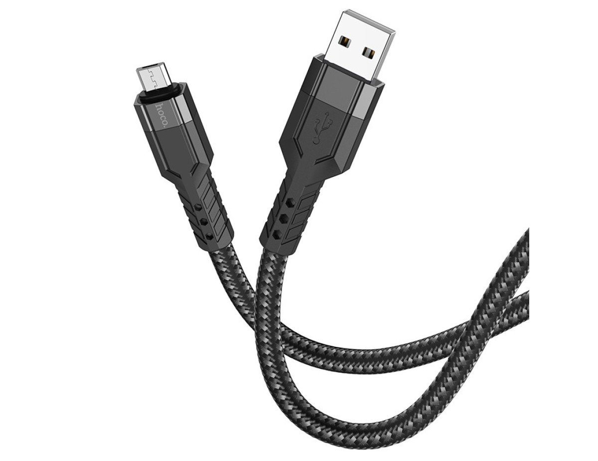 Καλώδιο Σύνδεσης Hoco U110 USB σε Micro-USB Braided 2.4A Μαύρο 1.2m Υψηλής Αντοχής