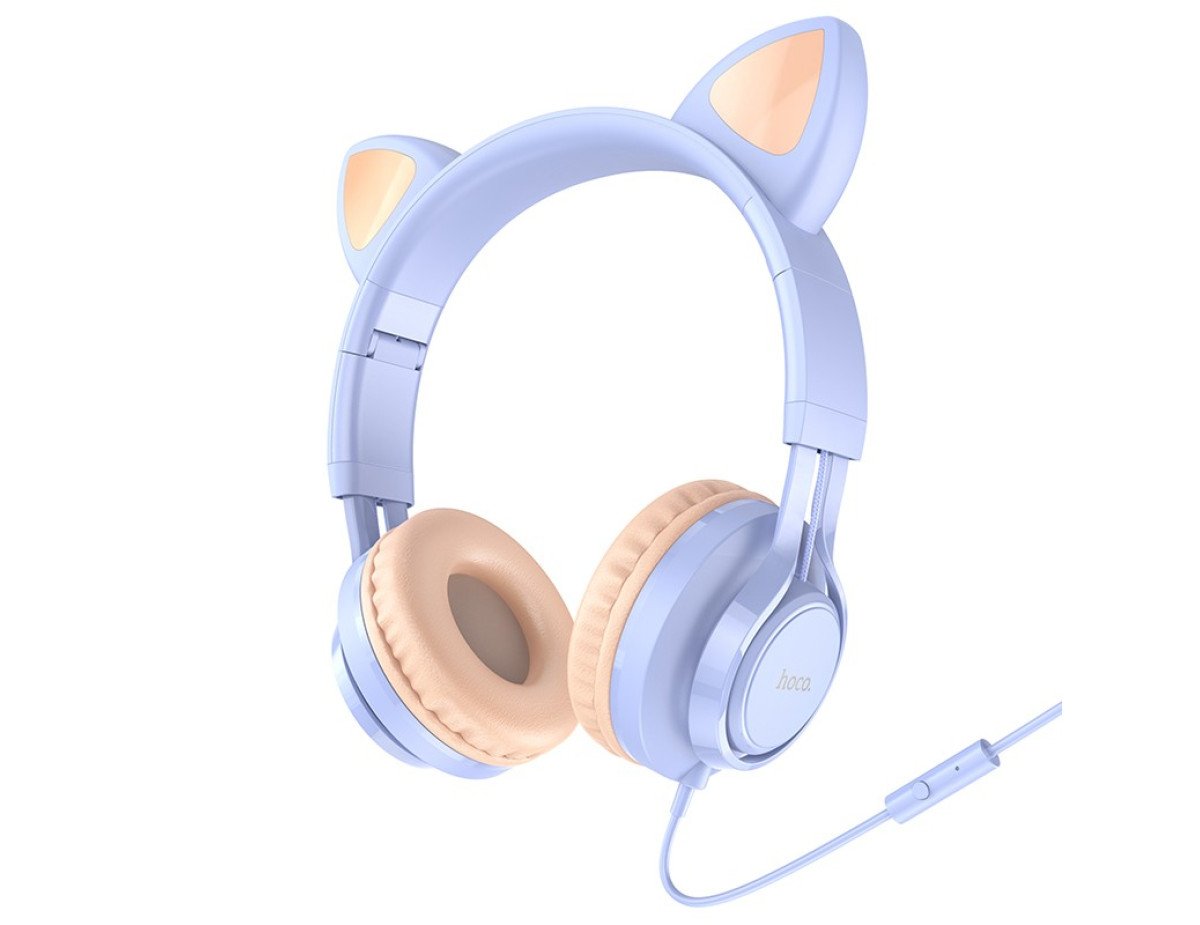 Ακουστικά Stereo Hoco W36 Cat ear με Μικρόφωνο 3.5mm Γαλάζιο