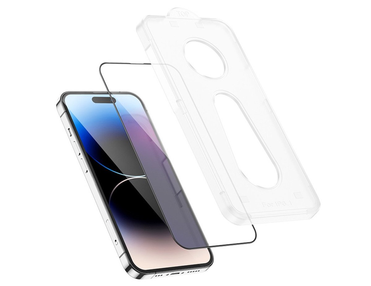 Tempered Glass Hoco A33 9Η Full Screen Protection 0.33mm για Apple iPhone 14 Pro με Οδηγό για Εύκολη Τοποθέτηση