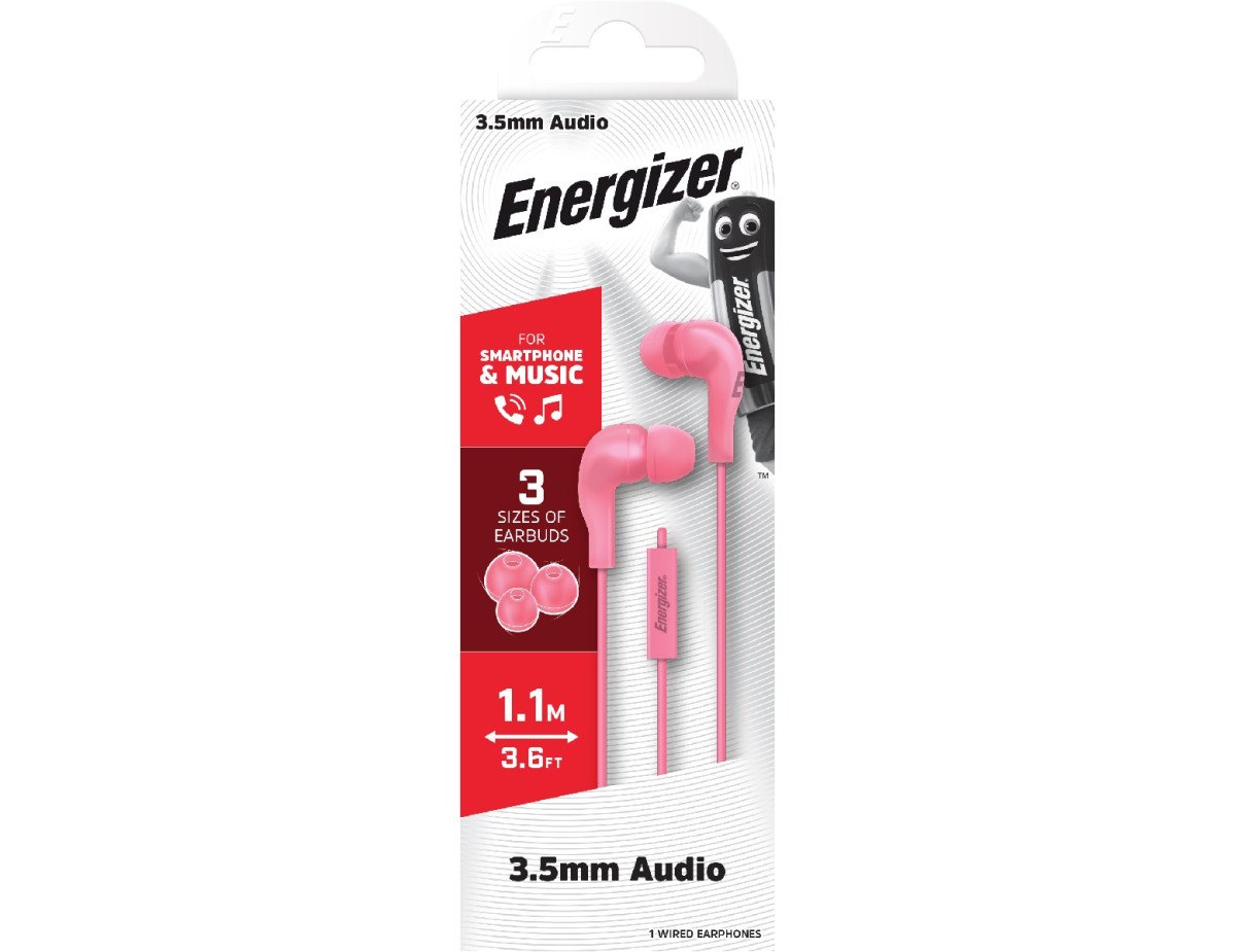 Hands Free Energizer CIA5 Stereo 3.5mm Ροζ με Μικρόφωνο 1,1μ