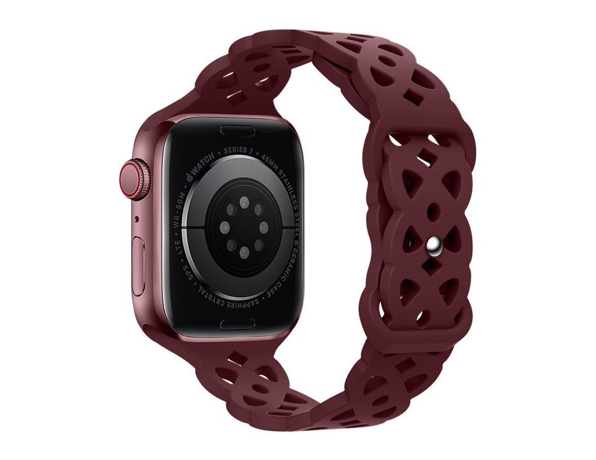 Watchband Hoco WA09 Flexible Rhombus Hollow 38/40/41mm για Apple Watch 1/2/3/4/5/6/7/8/SE Red Wine Silicon Band