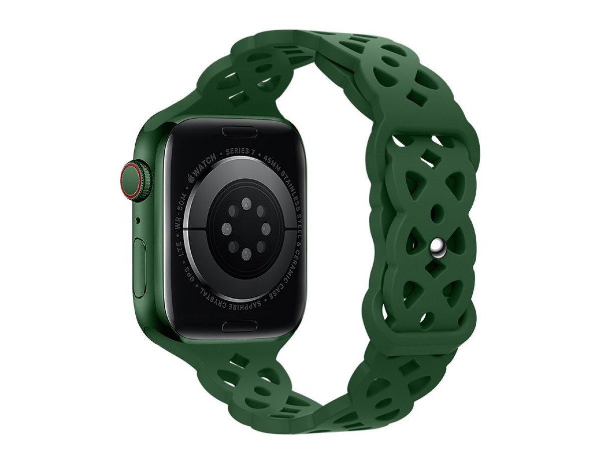 Watchband Hoco WA09 Flexible Rhombus Hollow 38/40/41mm για Apple Watch 1/2/3/4/5/6/7/8/SE Dark Green Silicon Band