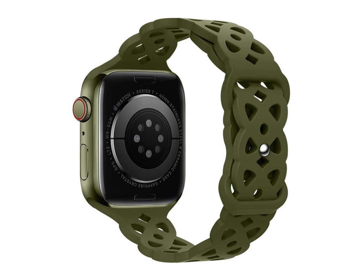 Watchband Hoco WA09 Flexible Rhombus Hollow 38/40/41mm για Apple Watch 1/2/3/4/5/6/7/8/SE Olive Green Silicon Band