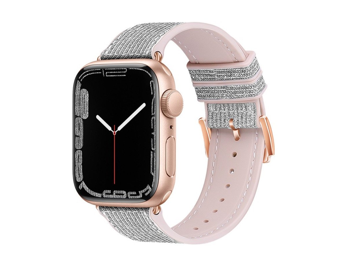 Watchband Hoco WA11 Diamond series 42/44/45/49mm για Apple Watch 1/2/3/4/5/6/7/8/SE/Ultra Λευκό Ασημί Silicone Band