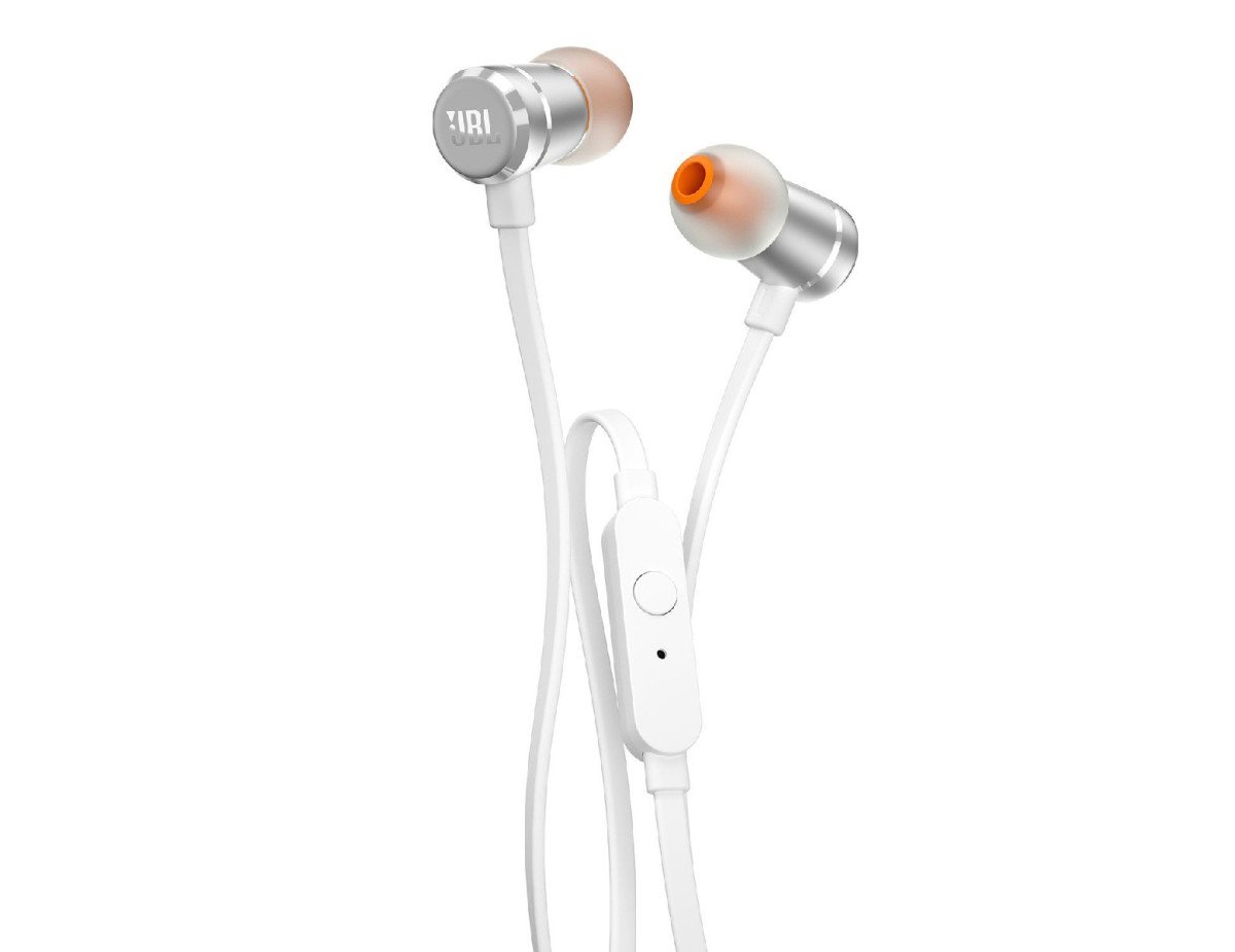 Hands Free JBL Tune 290 In-ear 3.5 mm Pure Bass Sound 8.7mm με Μικρόφωνο και Πλακέ Καλώδιο JBLT290SIL Ασημί