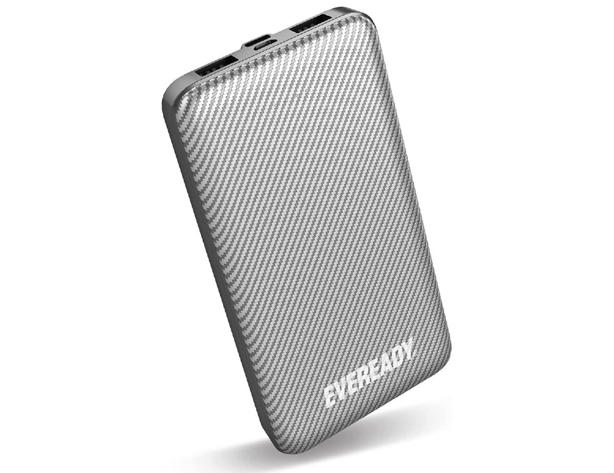 Power Bank Energizer Eveready Slim 10000mAh 2A  με 2x USB 2.0 και LED Ένδειξη Μπαταρίας Ασημί