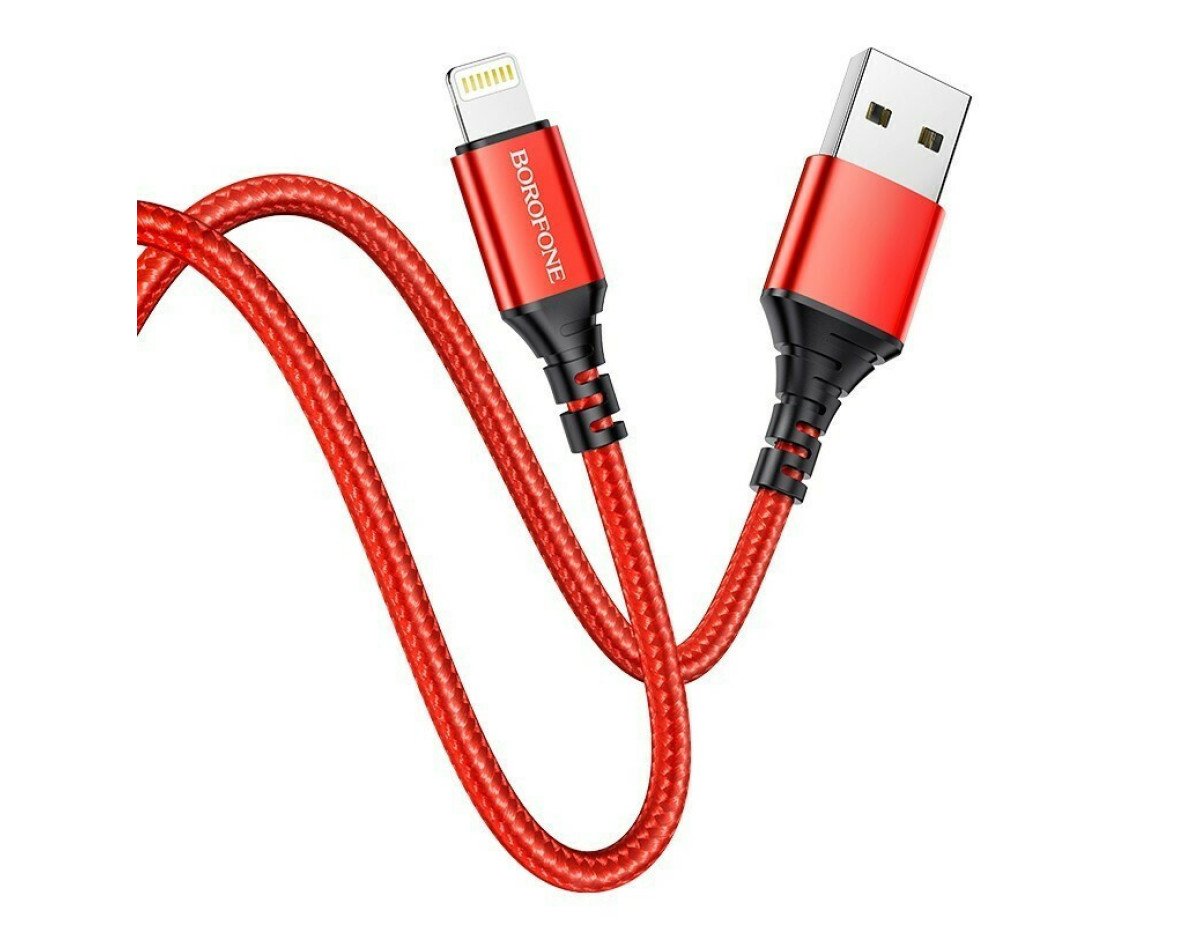 Καλώδιο σύνδεσης Borofone BX54 Ultra bright USB σε Lighting 2.4A Κόκκινο 1m Braided