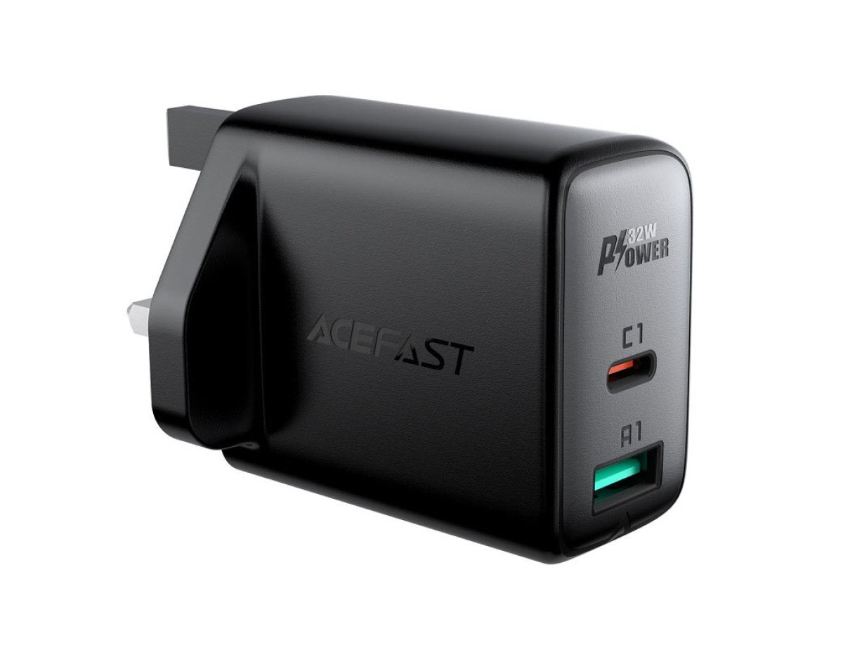 Φορτιστής Ταξιδίου Acefast A8 Fast Charging USB-C PD32W USB-A Μαύρος με UK Plug