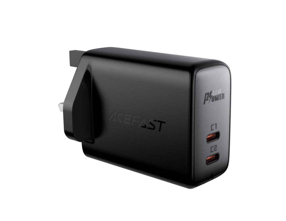 Φορτιστής Ταξιδίου Acefast A12 Fast Charging 2χUSB-C PD40W Μαύρος με UK Plug