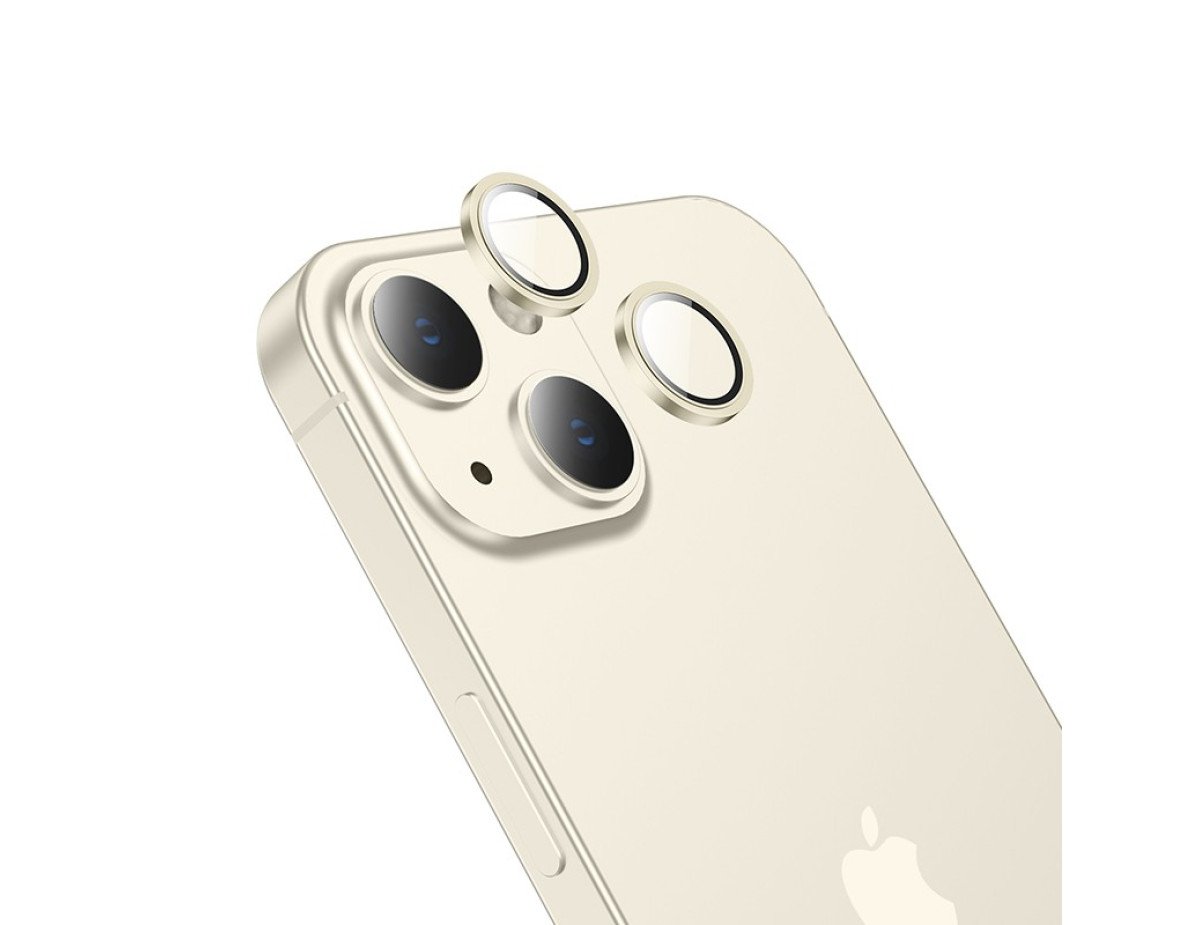 Προστασία Κάμερας Hoco 3D Metal V13 για Apple iPhone 15 / iPhone 15 Plus Light Yellow