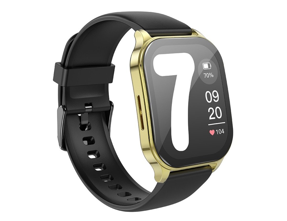 Smartwatch Hoco Y19 IP68 AMOLED Οθόνη 1.96" 300mAh V5.2 με Δυνατότητα Κλήσεων Χρυσαφί