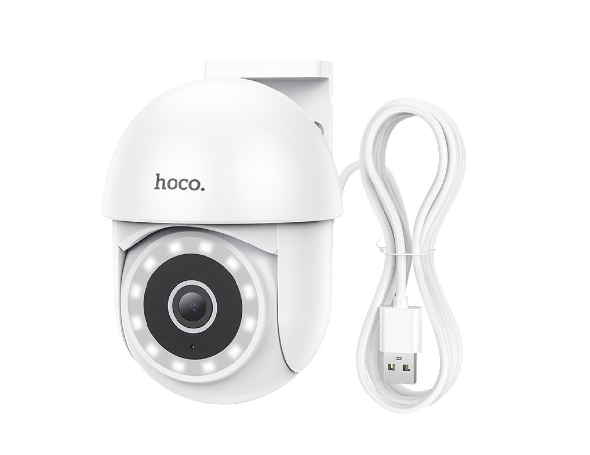 Εξωτερική Wi-Fi Κάμερα Ασφαλείας Hoco D2 FullHD IP65 350° με Έγχρωμη  Νυχτερινή Όραση WDR 3D Noise Reduction και Αμφίδρομη Ενδοεπικοινωνία